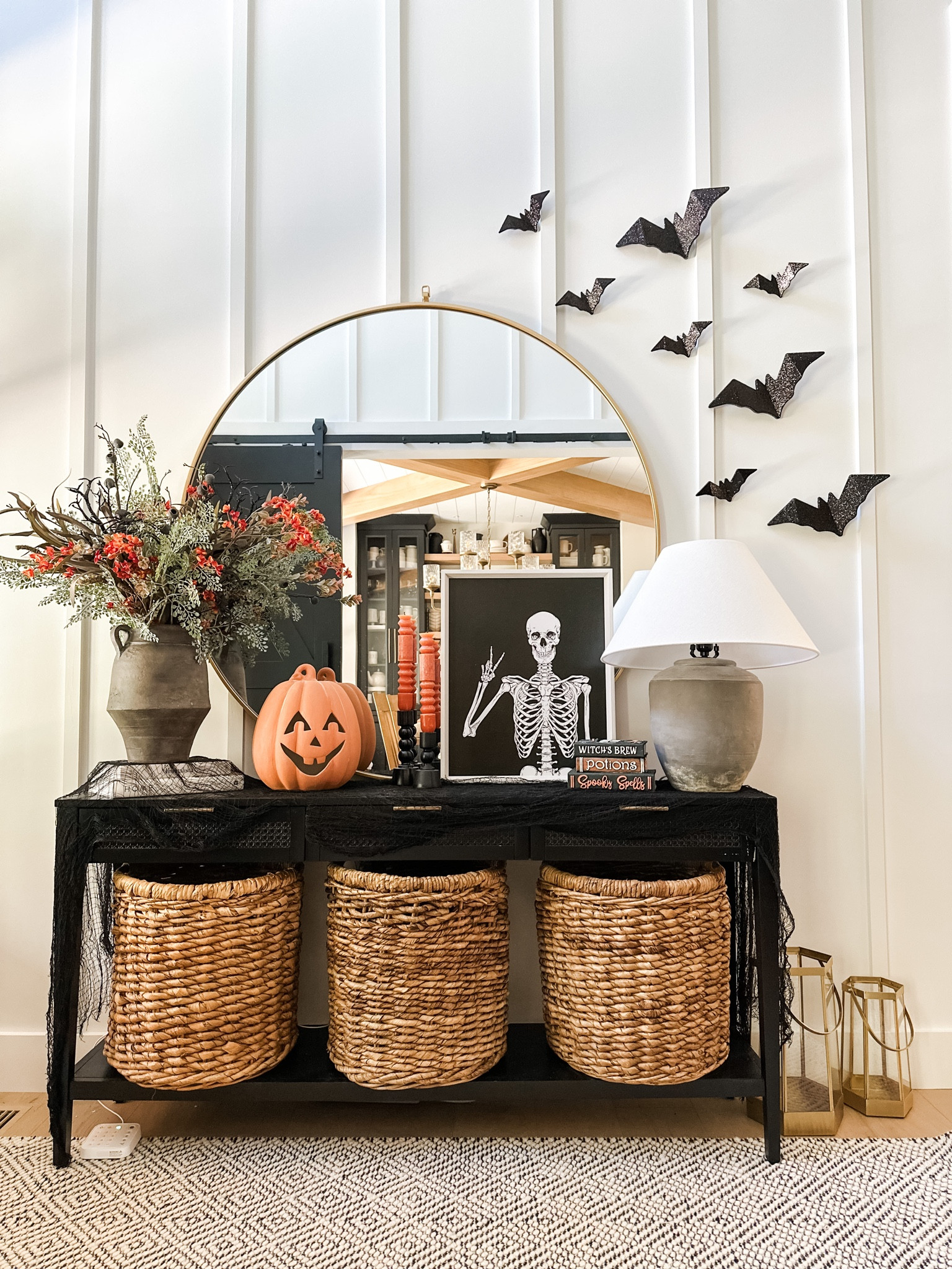 Haunted entry way! Halloween season is among us! Bats, pumpkins, skeletons and spiders. 

#LTKHoliday #LTKHalloween #LTKhome