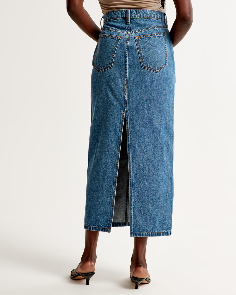 Denim Column Maxi Skirt | Abercrombie & Fitch (US)
