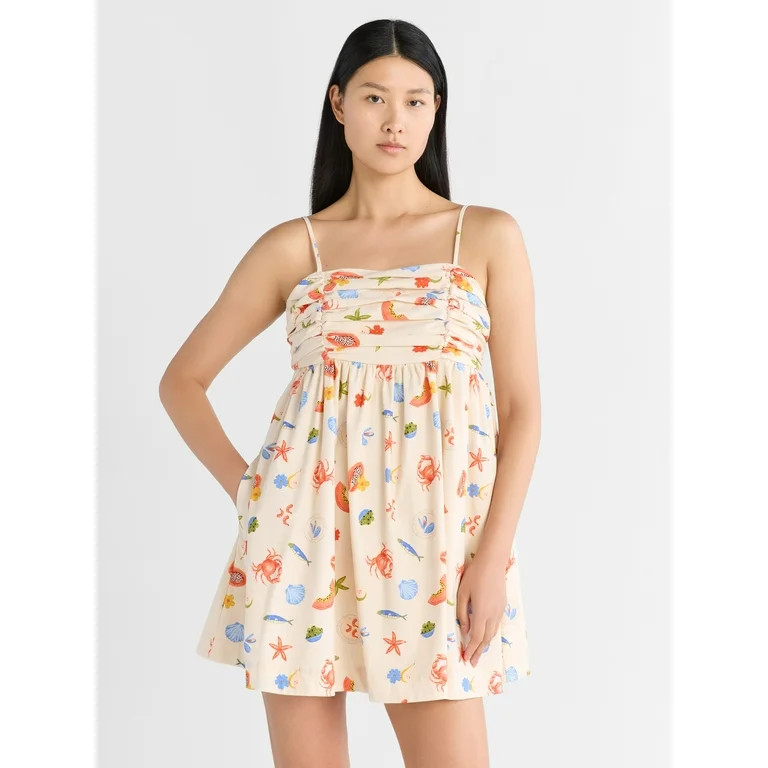 Free Assembly Women's Pleated Cotton Mini Dress, Sizes XS-XXXL | Walmart (US)