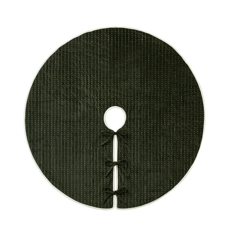 My Texas House Quinn Pick Stitch Stripe Green Velvet Christmas Tree Skirt, 52" | Walmart (US)