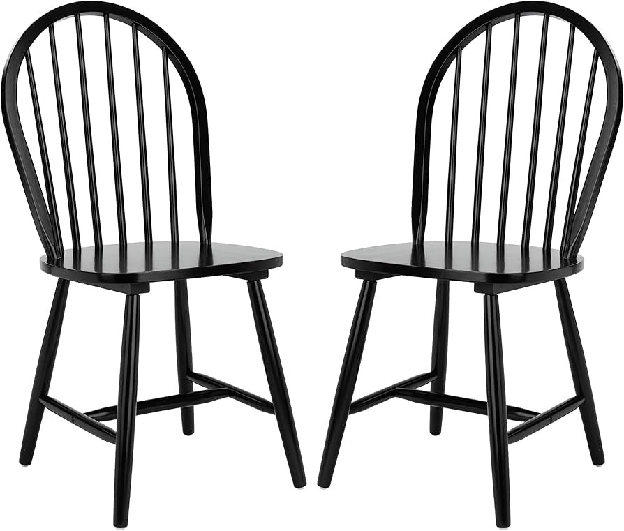 SAFAVIEH Home Collection – Camden Set of 2 Black Windsor Farmhouse Dining Chairs, Spindle Back ... | Amazon (US)