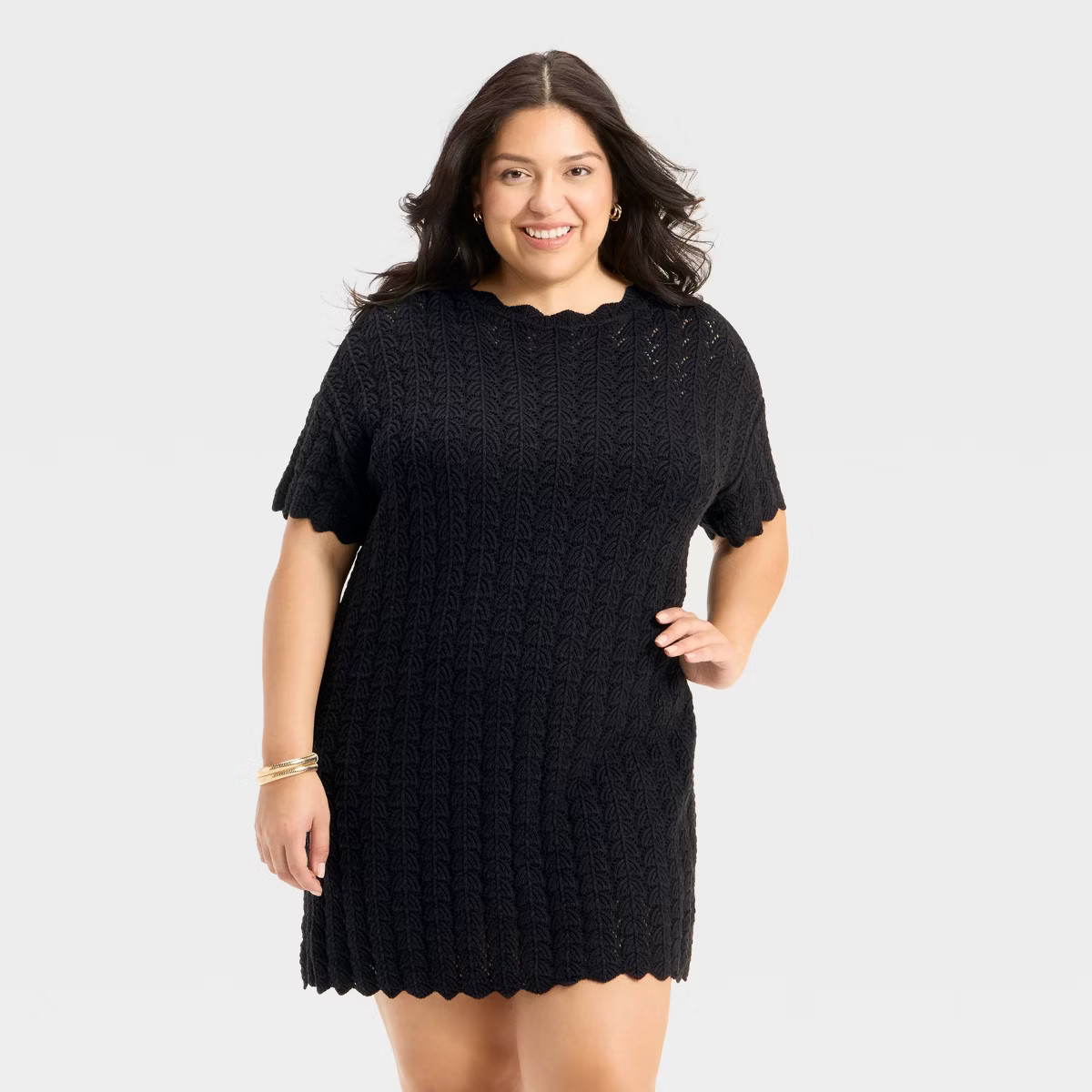 Women's Short Sleeve Pointelle Mini Sweater Dress - A New Day™ | Target