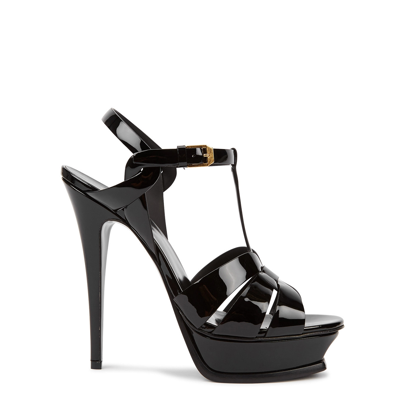 Saint Laurent Tribute 105 Black Patent Leather Platform Sandals | Harvey Nichols (Global)