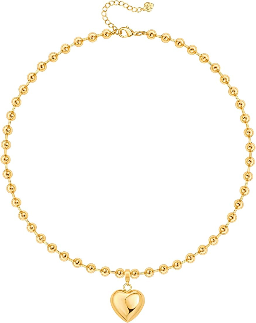 18k Gold Chain Link Necklace for Women, Baroque Pearl/Compass Pendant Necklace | Amazon (US)