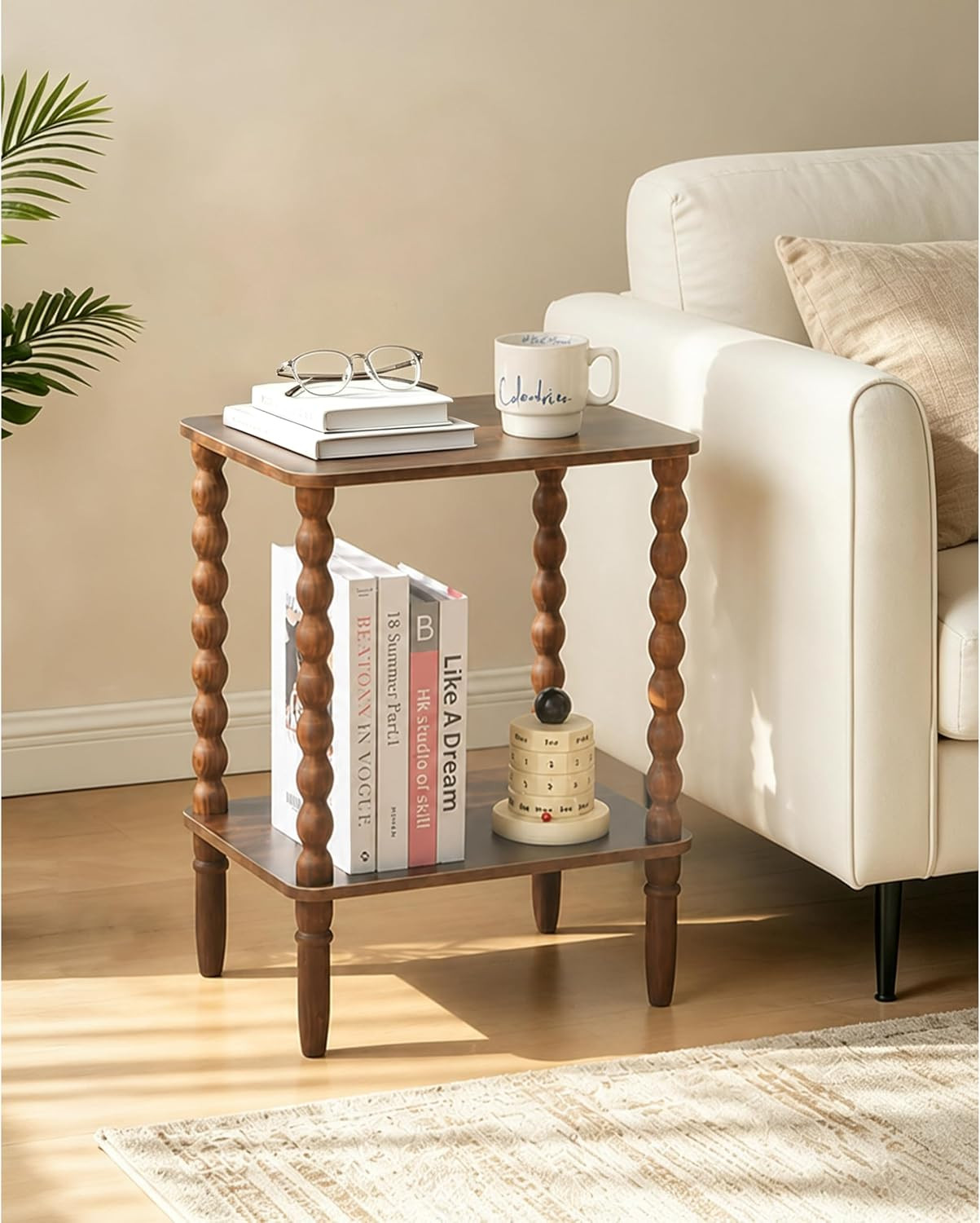 Side Table, Small End Table with 2-Tier Shelf, Modern Night Stand | Amazon (US)