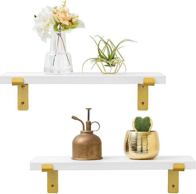 Mkono Floating Shelves White Wood Set of 2 Modern Farmhouse Room Decoractive Display Shelving Sto... | Amazon (US)