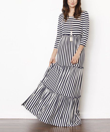 Navy & White Stripe Maxi Dress - Women & Plus | Zulily