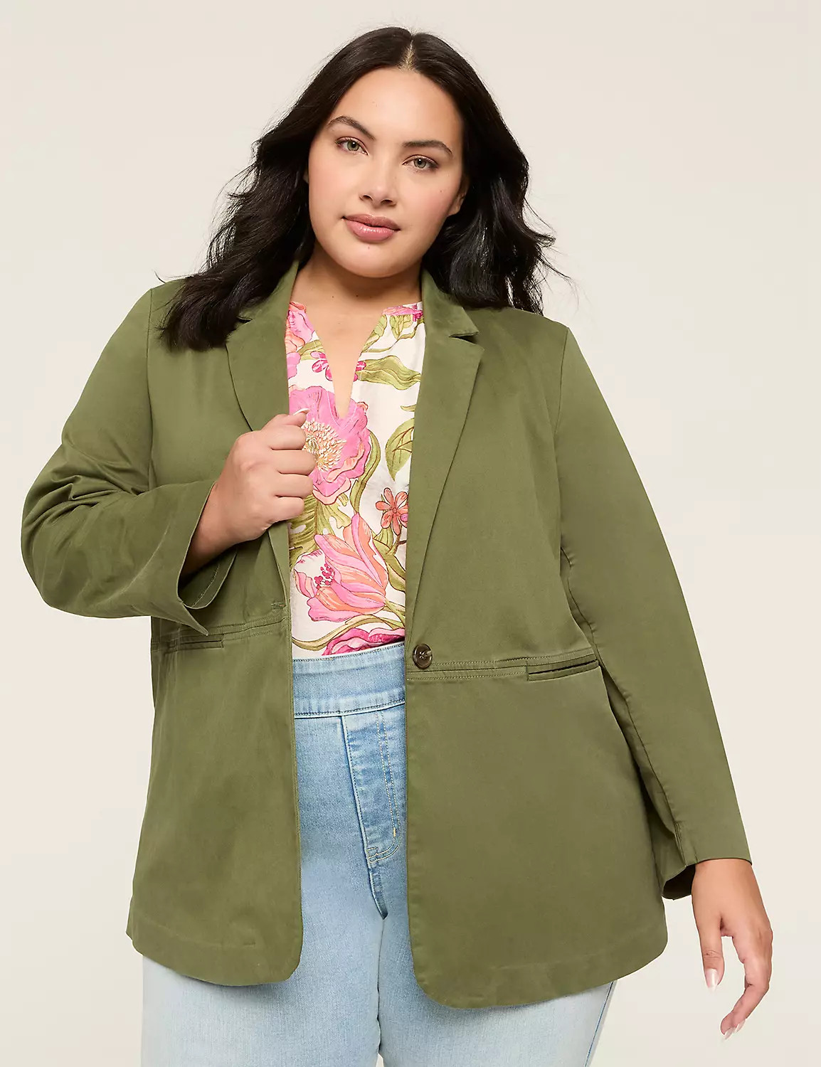 Linen Pinstripe One-Button Blazer | Lane Bryant (US)