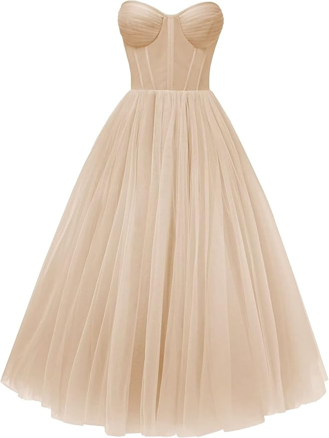 Tvuyet Corset Champagne Cocktail Dresses for Teens Formal 2023 A-Line Sweetheart Backless Short P... | Amazon (US)