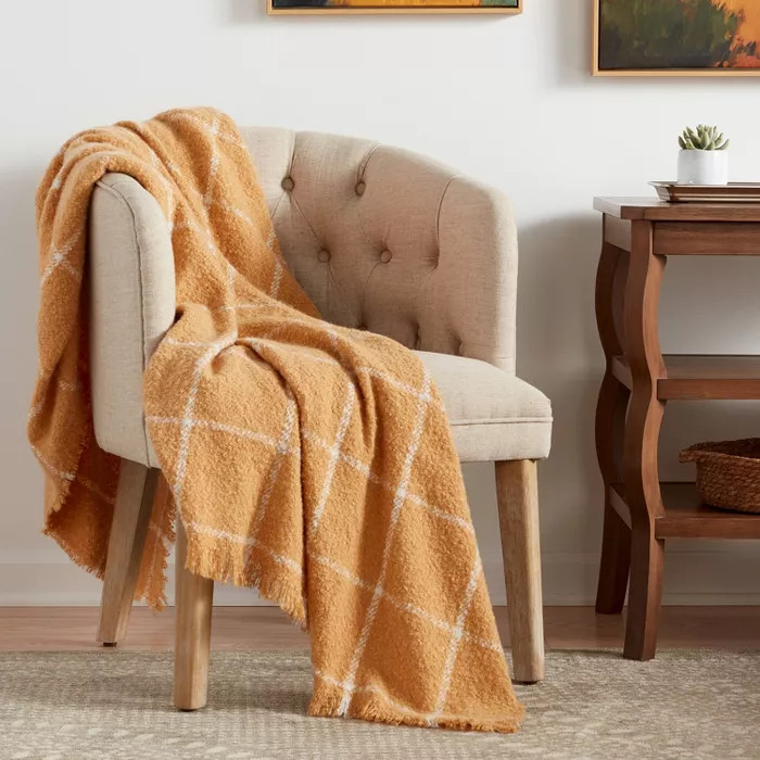Boucle Windowpane Plaid Throw Blanket - Threshold™ | Target