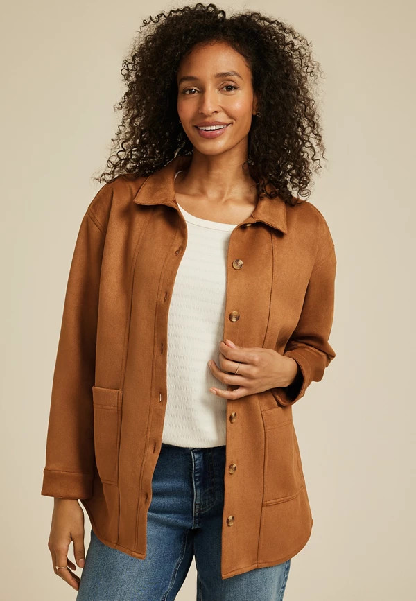 Faux Suede Shacket | Maurices