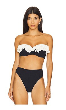TOP BIKINI BANDA BREEZE JACQUARD FLOWER APPLIQUE from Revolve.com | Revolve Clothing (Global)