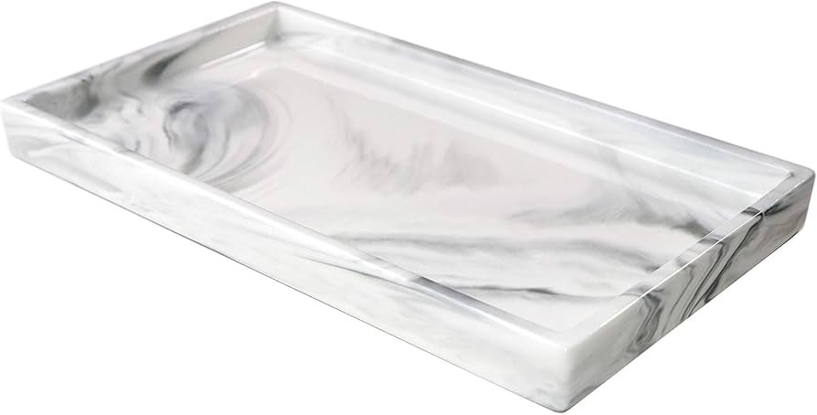 Bathroom Tray,Goporcelain Marble Tray for Bathroom Counter Decor Ceramic Perfume Organizer Vanity... | Amazon (US)