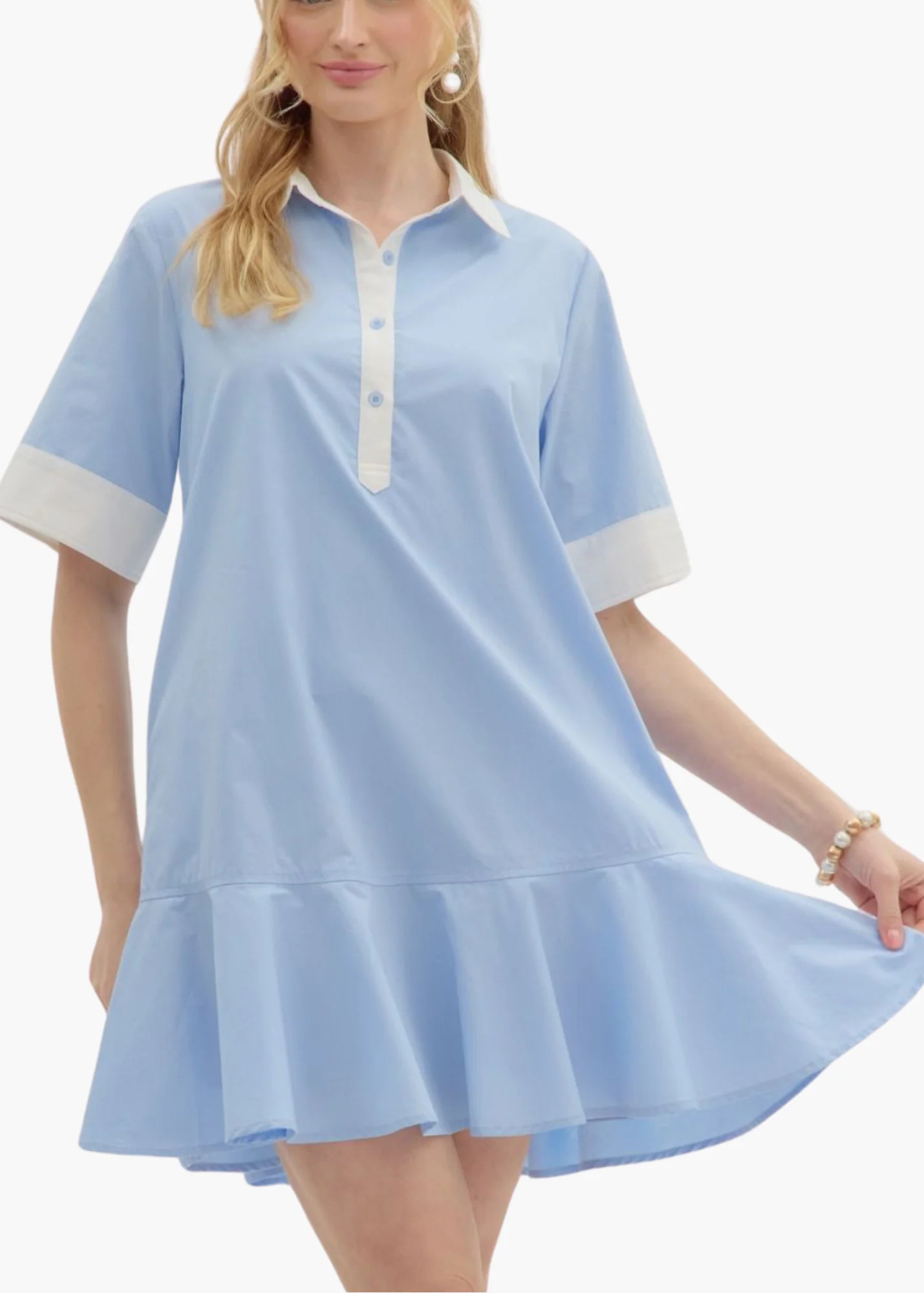 Holland Mini Dress  in Blue | Poppy and Pink