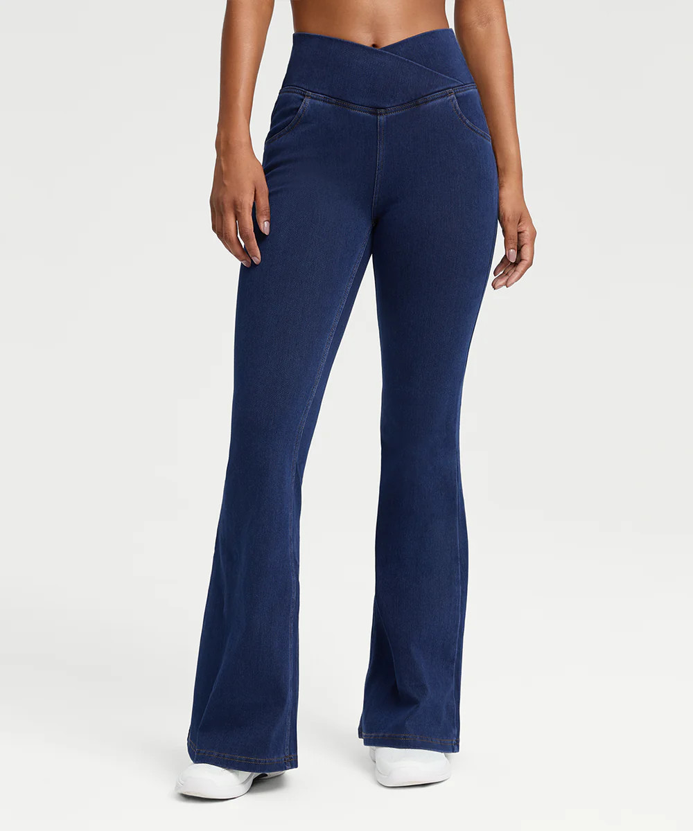Denim Crossover Flare Jean | ShopAthluna