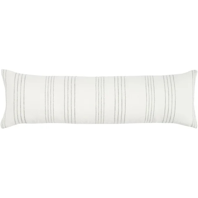 Mina Victory Life Styles Cotton Linen Stripes 12" x 40" White/Grey Throw Pillow | Walmart (US)