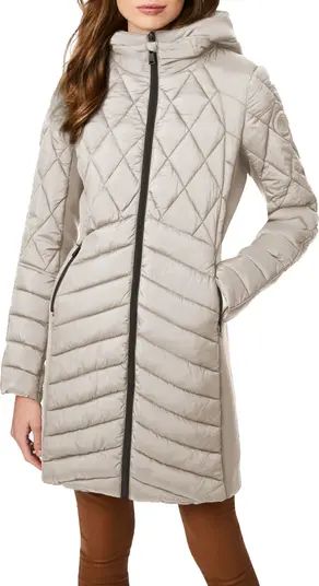Packable Mixed Media Water Resistant Quilted Puffer Coat | Nordstrom