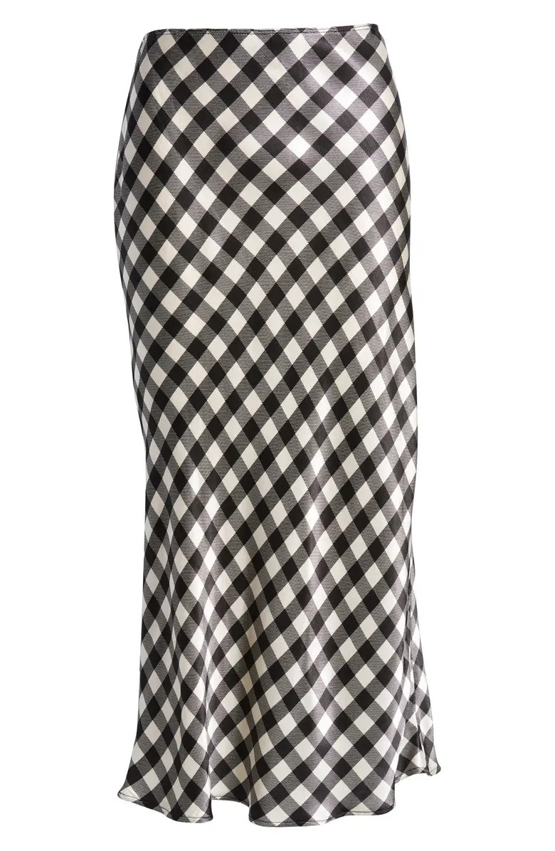 TOPSHOP Gingham Print Bias Cut Midi Skirt | Nordstrom | Nordstrom