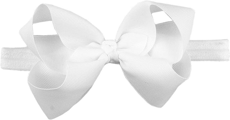 RuffleButts® Girls White Bow Headband - One Size | Amazon (US)