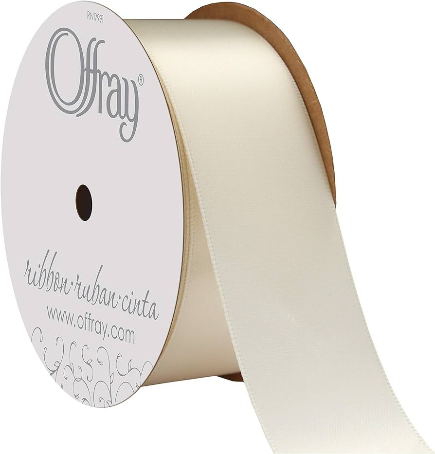 Berwick Offray 1.5" Wide Double Face Satin Ribbon, Antique White Ivory, 10 Yds | Amazon (US)