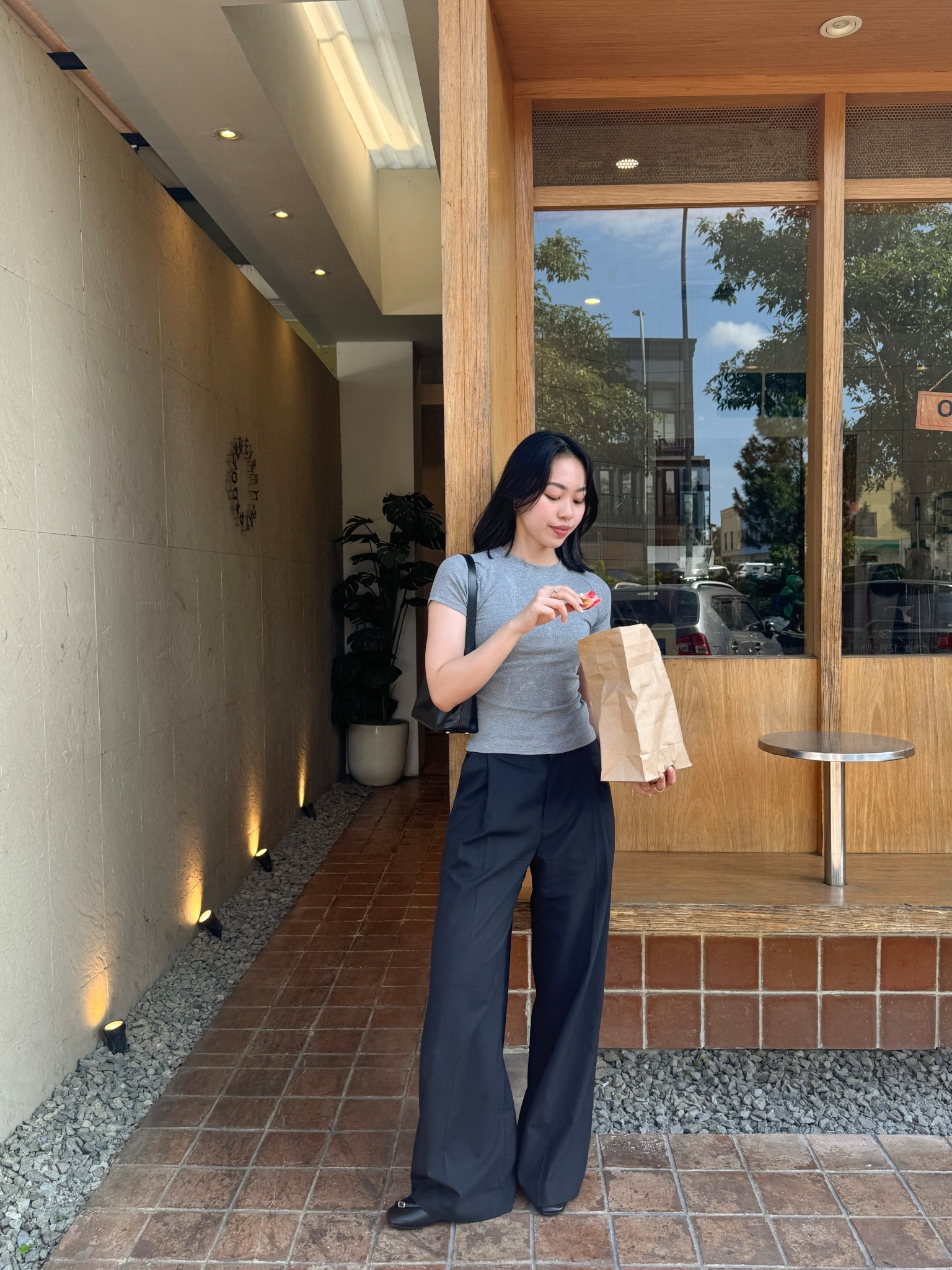 Minimal outfit: basic grey top, black wide leg trousers & mary janes

#LTKSpringSale #LTKWorkwear #LTKFindsUnder100