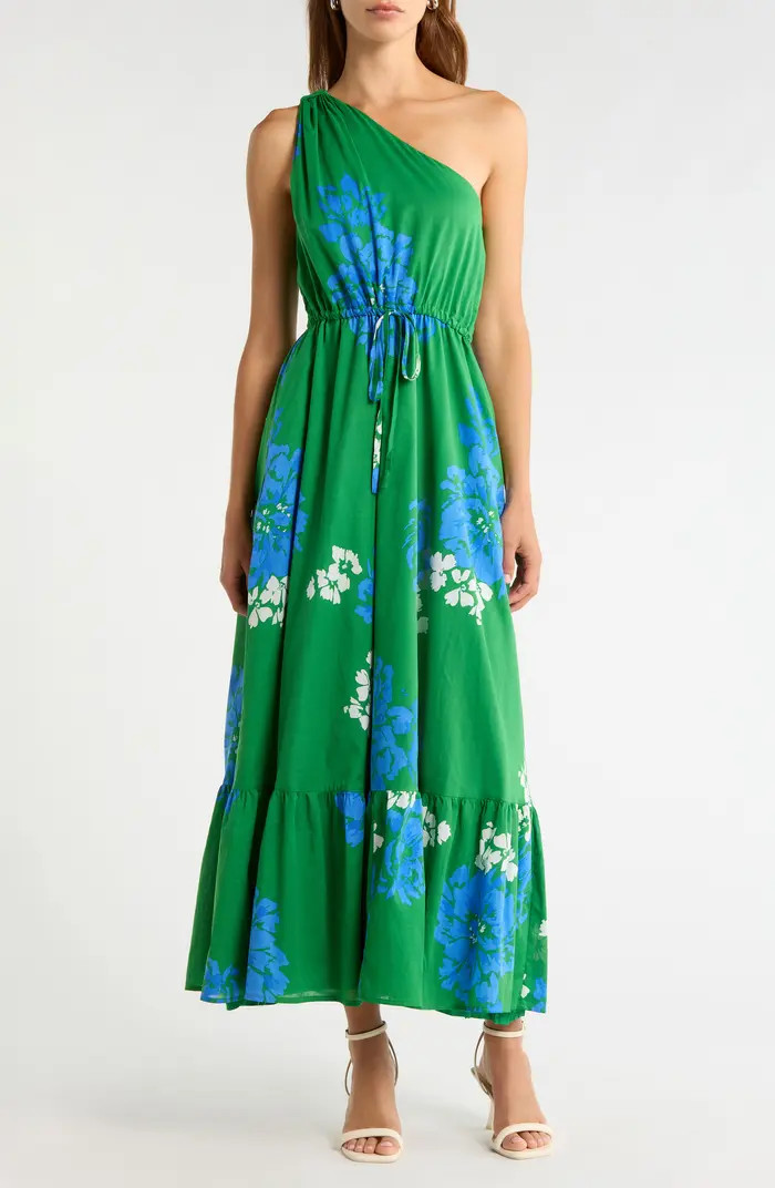 SUGARLIPS Hemmi Floral Print Tie Waist One-Shoulder Maxi Dress | Nordstrom | Nordstrom