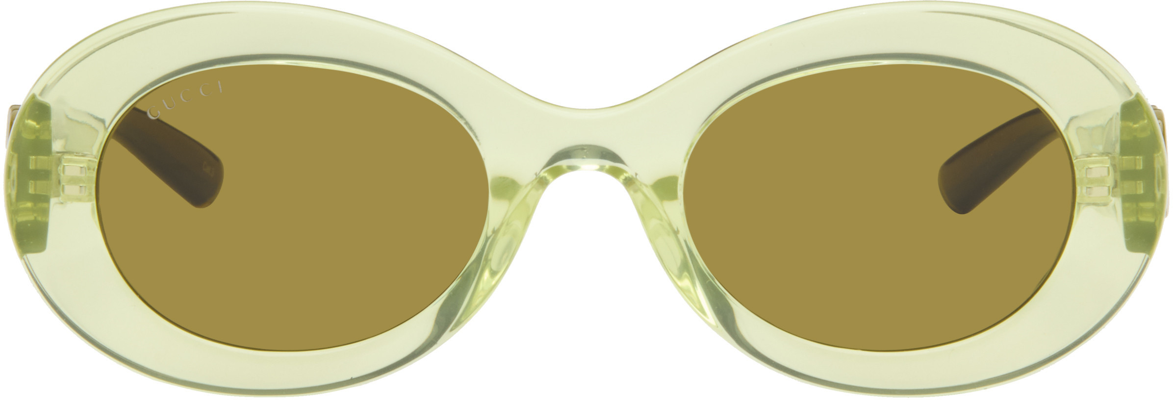 Gucci Green Oval Frame Sunglasses | SSENSE