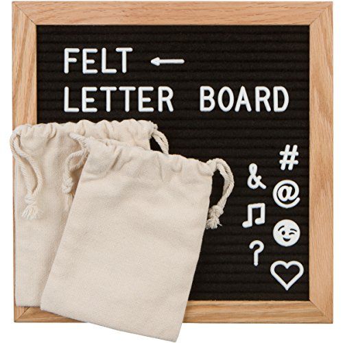 Black Felt Letter Board 10x10 Inch Wooden Oak Frame - 680 White Letters and Symbols - Wall Mount - M | Amazon (US)