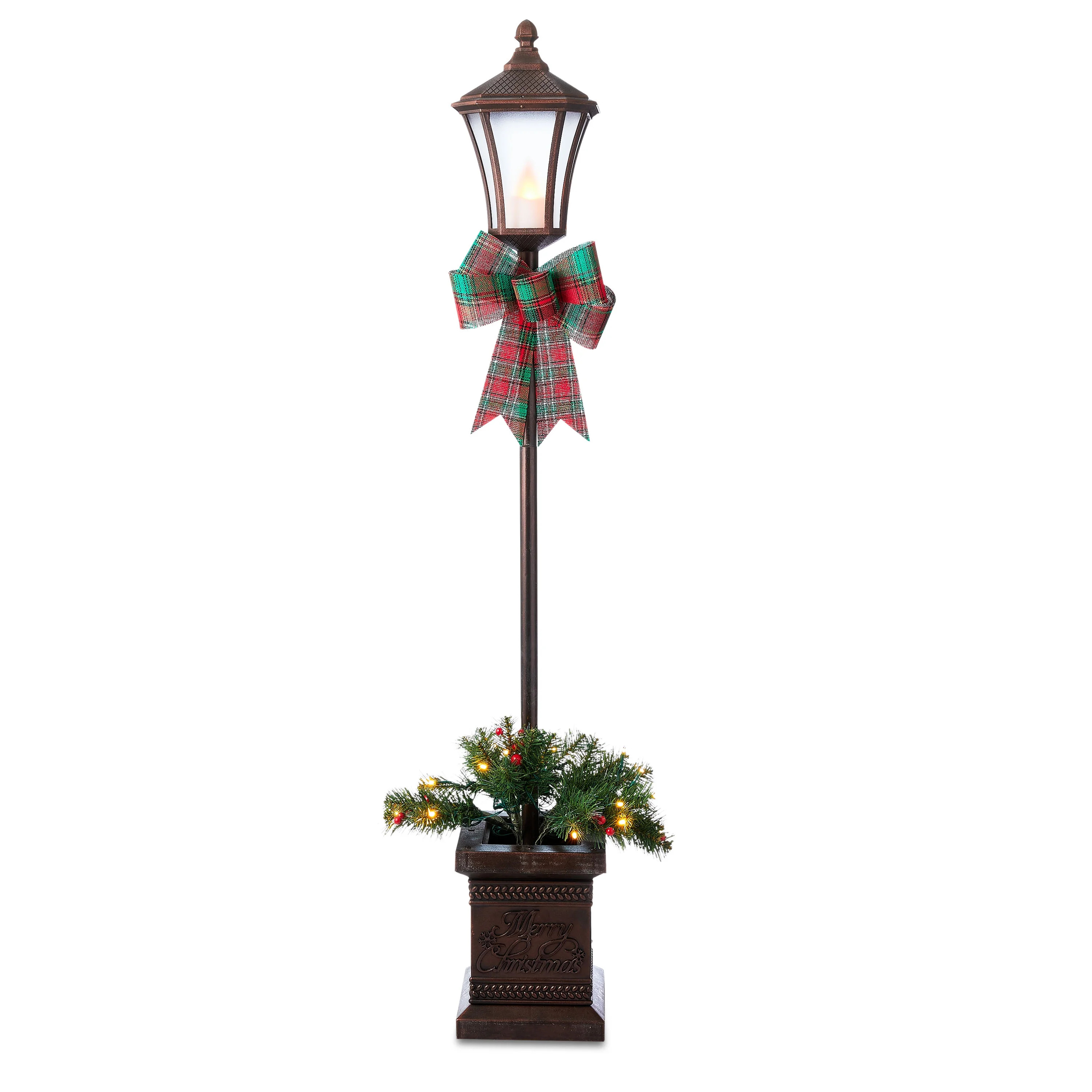 4' Pre-Lit Christmas Lamp Post with 25 Warm White LED Lights, Holiday Time | Walmart (US)