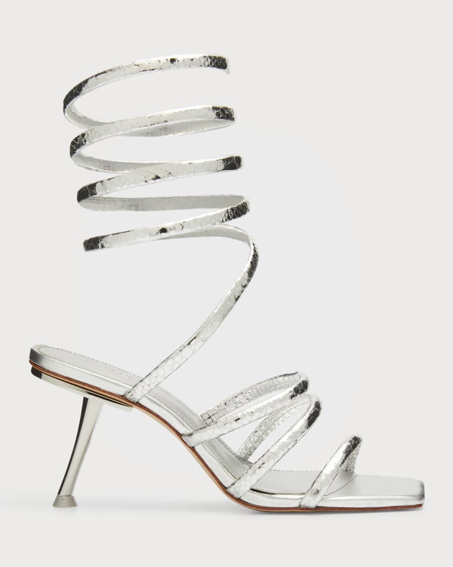 Kacey Metallic Ankle-Coil Sandals | Neiman Marcus