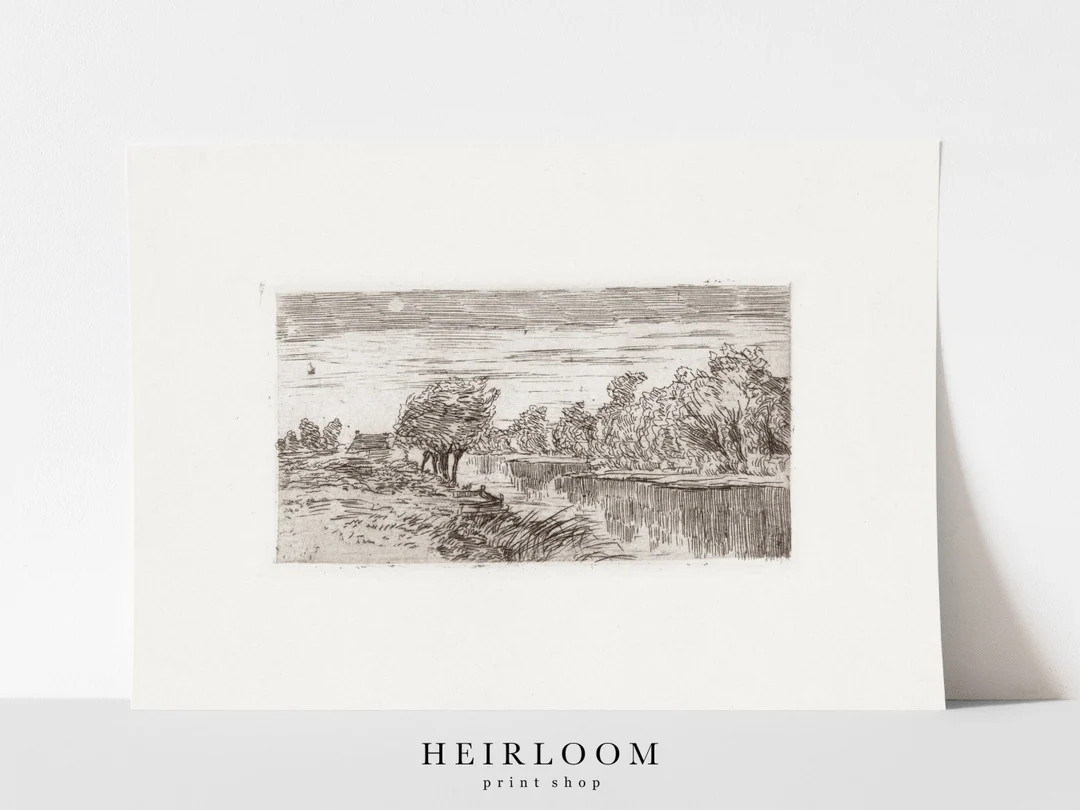 River Landscape Sketch  Vintage Etching  Heirloom ART PRINTS - Etsy | Etsy (US)
