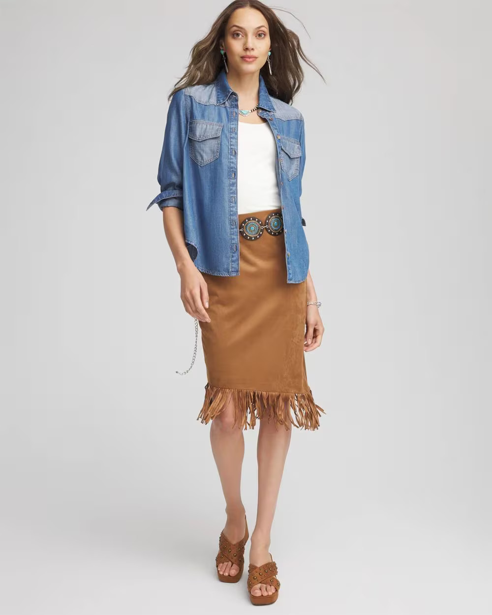 Suede Fringed Asymmetrical Skirt | Chico's