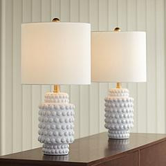 360 Lighting Hobnail 22 1/2" White Ceramic Modern Table Lamps Set of 2 | Lamps Plus