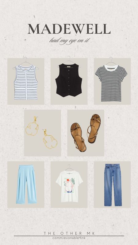 Madewell sale, stripes, flats, pull on pants, jeans, graphic, tea, earrings, vest, chic outfit, summer style, casual outfit, baby tee

#LTKStyleTip #LTKOver40 #LTKMidsize