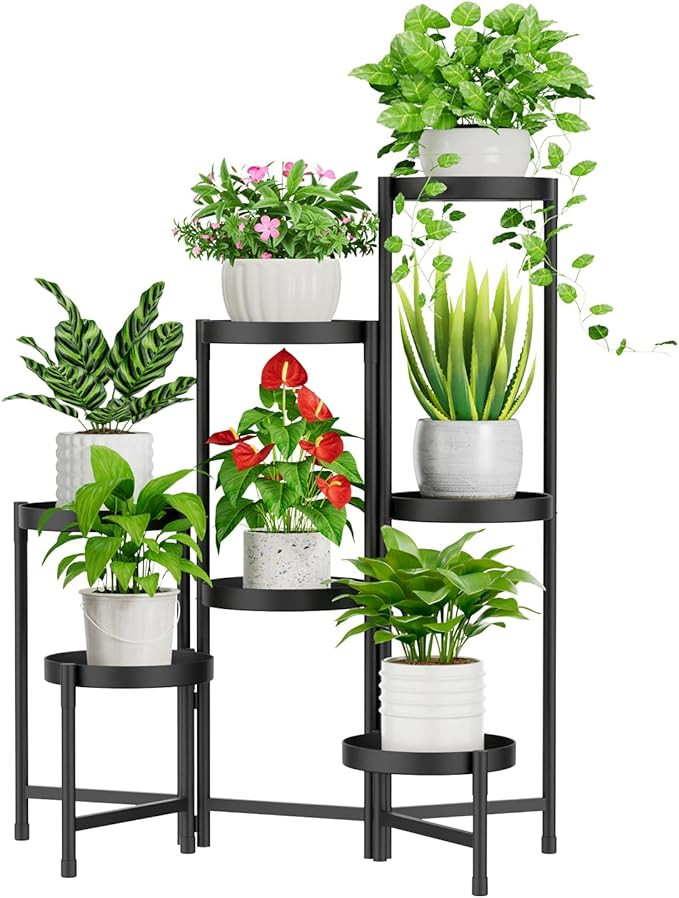 iDavosic.ly Plant Stand Indoor Outdoor, 7 Tier Corner Metal Flower Display Holder Shelf, Easy Ass... | Amazon (US)