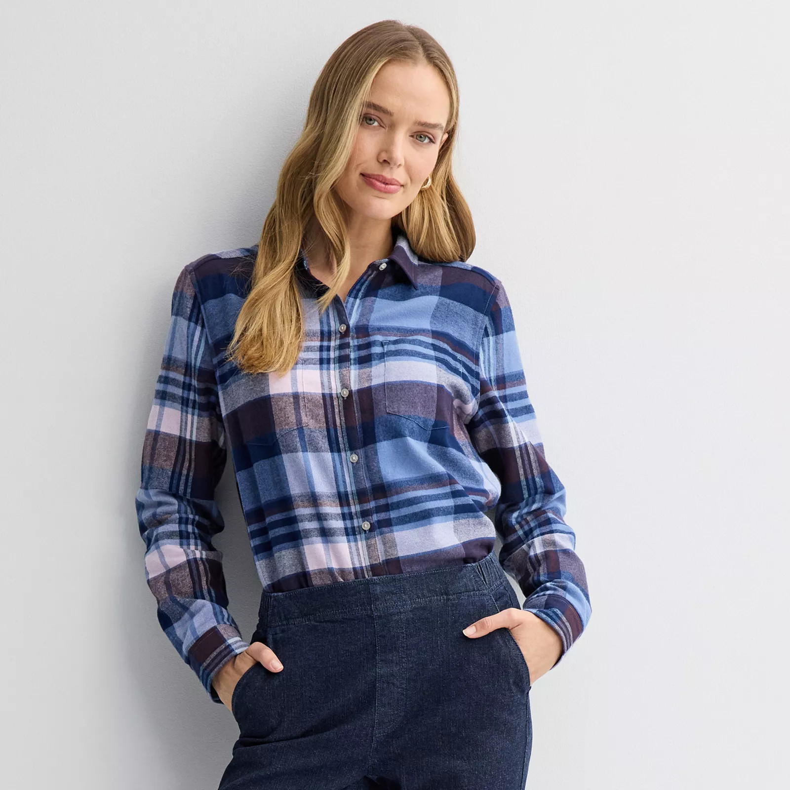 Women's Croft & Barrow\u00ae The Extra Soft Plaid Flannel Shirt | Kohl's