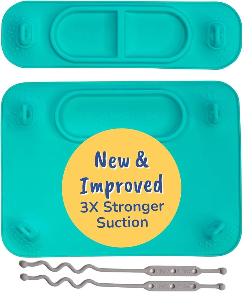 BUSY BABY Silicone Mat Bundle - 1 Original Mat Plus 1 Mini Mat, New Stronger Suction Cups, 6 Stra... | Amazon (US)