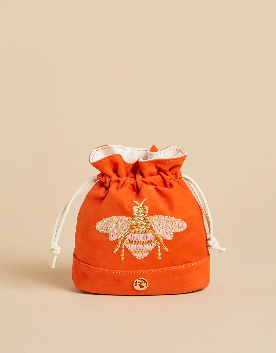 Keepsake Drawstring Pouch Bee Orange | Spartina 449