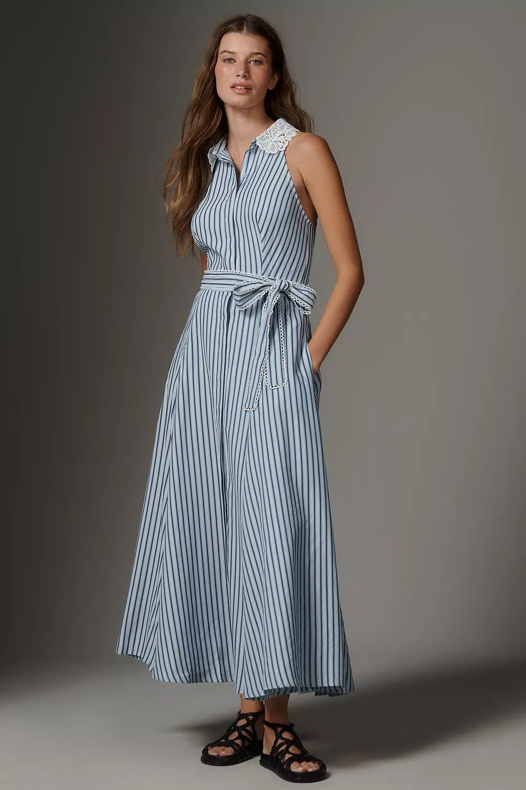 En Saison Sleeveless Tie-Waist Midi Dress | Anthropologie (US)