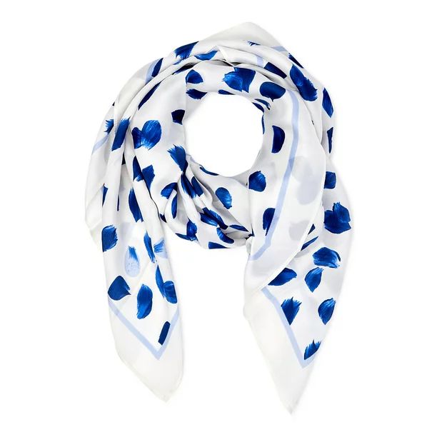 Scoop Printed Silk Scarf for Women, Dazzling Blue | Walmart (US)