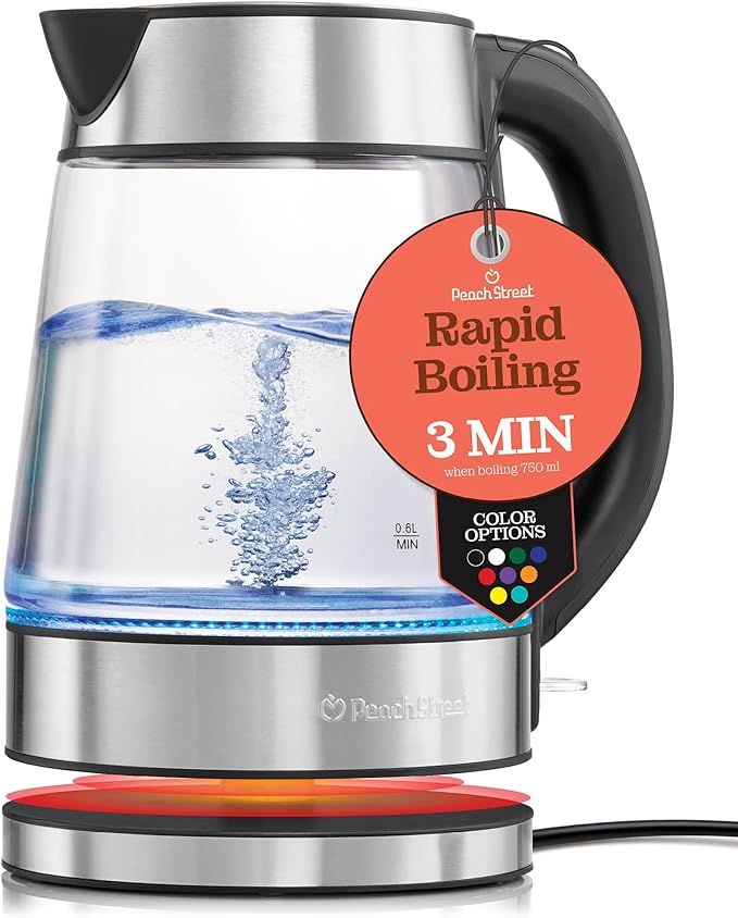 Speed-Boil Electric Kettle For Coffee & Tea - 1.7L Water Boiler 1500W, Borosilicate Glass, Easy C... | Amazon (US)