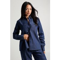 boohoo Women's Chambray Oversized Shirt in Indigo | Size: 2 | Denim/Cotton/Polyurethane | boohoo (US & Canada)