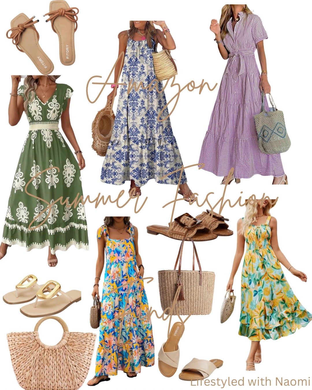 Serving up sunshine style with my latest Amazon summer fashion finds! From flowy floral maxis to neutral sandals and woven bags, these pieces are perfect for beach days, brunch dates, and everything in between. Every item in this collage is linked on my LTK—easy, breezy, and budget-friendly fashion you’ll want to live in all season long!

#AmazonFashionFinds #LTKSummerStyle #LTKUnder50 #LTKAmazon #MaxiDressSeason #BeachToBrunch #AffordableFashion #SummerOOTD #WovenBagTrend #VacationStyle #AmazonStyleStaples #LifestyledWithNaomi

#LTKFindsUnder50 #LTKTravel #LTKSummerEdit