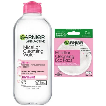 Garnier SkinActive Miceller Cleansing Water & Eco Pads Bundle | Walmart (US)