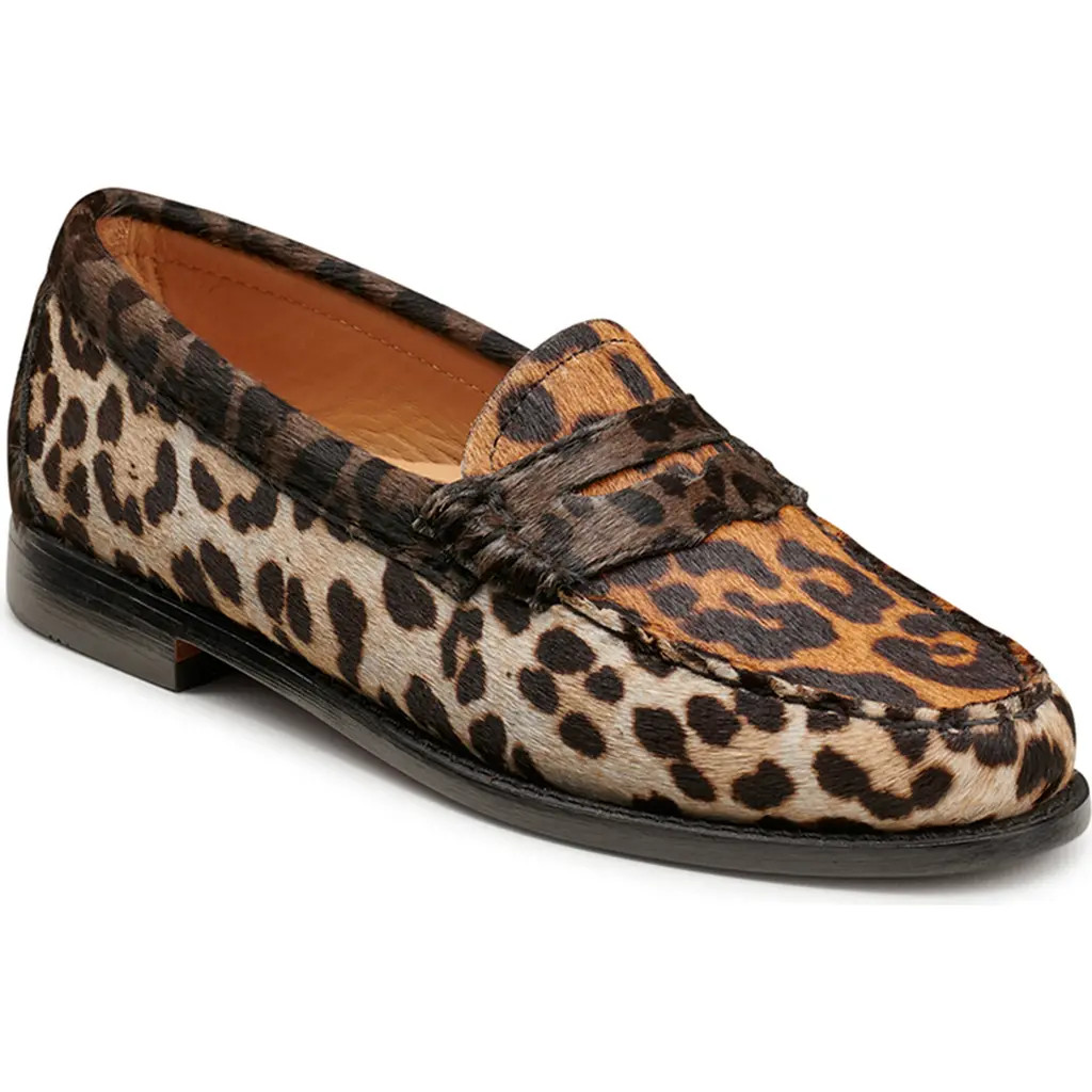 G.H.BASS Whitney Genuine Calf Hair Penny Loafer in Dark Tan Combo Calf Hair at Nordstrom, Size 7.5 | Nordstrom