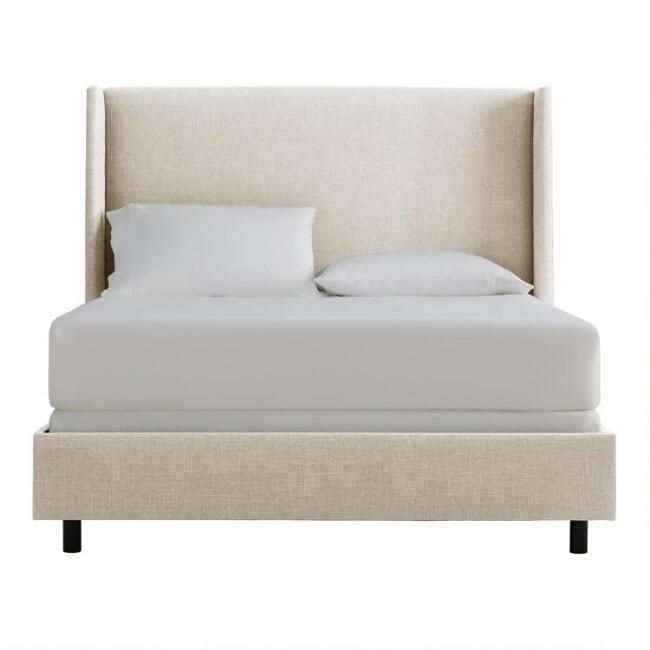 Talc Linen Wingback Bryn Upholstered Bed | World Market