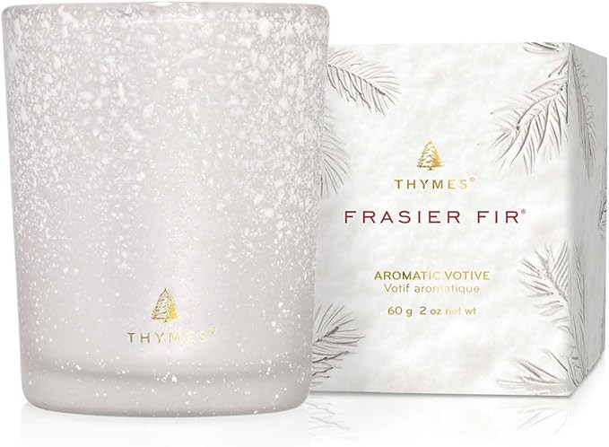 Thymes Frasier Fir Flocked Jar Candles – Scented Candles for Home with Notes of Siberian Fir, C... | Amazon (US)