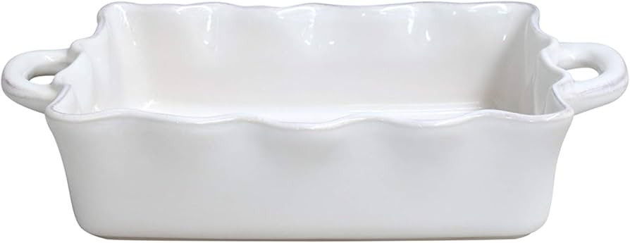 Casafina Ceramic 13.5" x 8.5" Rectangular Ruffled Baker - Cook & Host Collection, White | Oven & ... | Amazon (US)