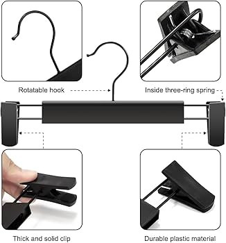 10 Pack Clothes Pants Hangers, Space-Saving Skirt Holders with 360 ° Swivel Hooks, Adjustable Cl... | Amazon (US)