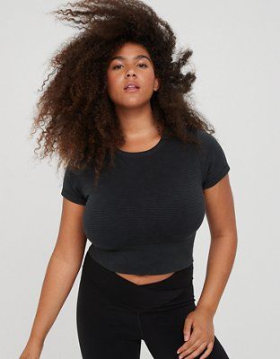 OFFLINE By Aerie Totally! Textured Seamless Cropped T-Shirt | Aerie